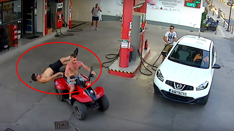 Σωριάστηκε από την… γουρούνα σε βενζινάδικο